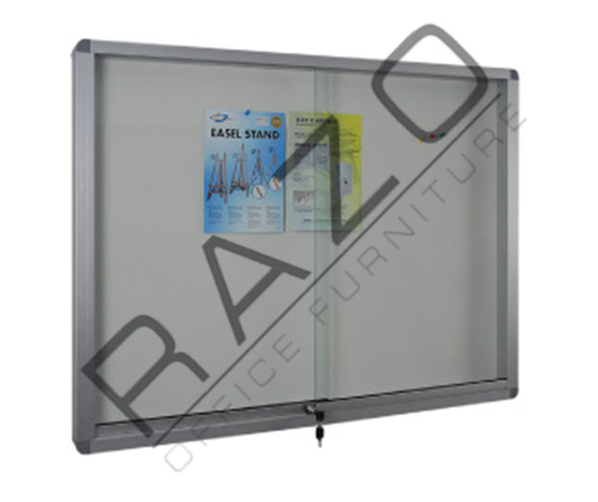 Sliding Glass Door Soft Notice Board c/w Aluminium Frame 4' x 4'