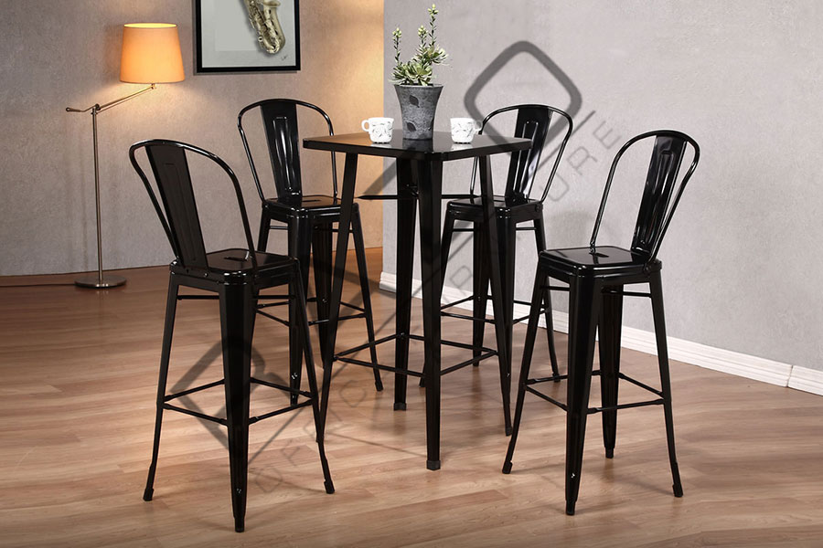 Metal High Bar Table Chair Set Bistro Pub 862T862C